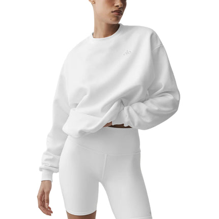 alo Women's Accolade Crew Neck Pullover White