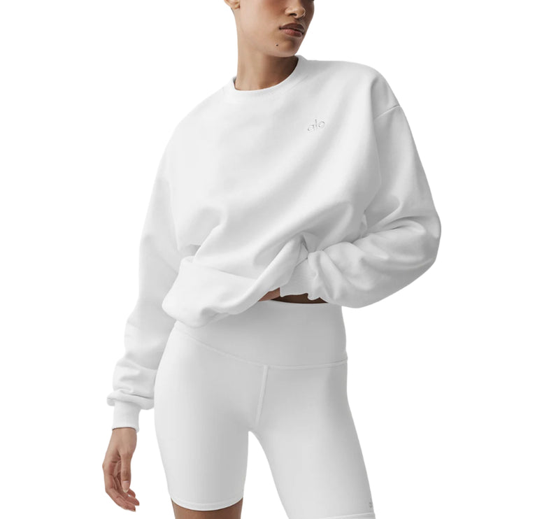 alo Women's Accolade Crew Neck Pullover White