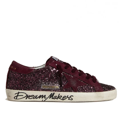 Golden Goose Women's Super-Star Star LTD in Cherry Glitter with Cherry Suede Star