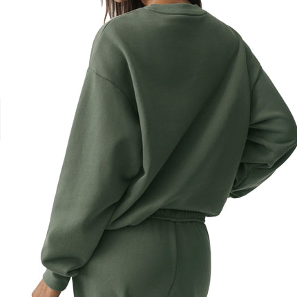alo Women's Accolade Crew Neck Pullover Bamboo Green