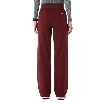 FIGS Women's High Waisted Isabel Wide Leg Scrub Pants Burgundy