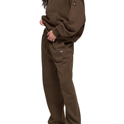 alo Women's Pinstripe Hoodie Espresso Pinstripe