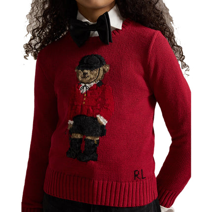 Polo Ralph Lauren Girl's Polo Bear Sweater Eaton Red