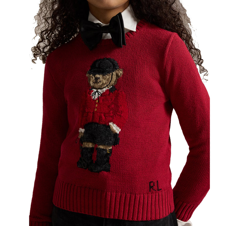Polo Ralph Lauren Girl's Polo Bear Sweater Eaton Red