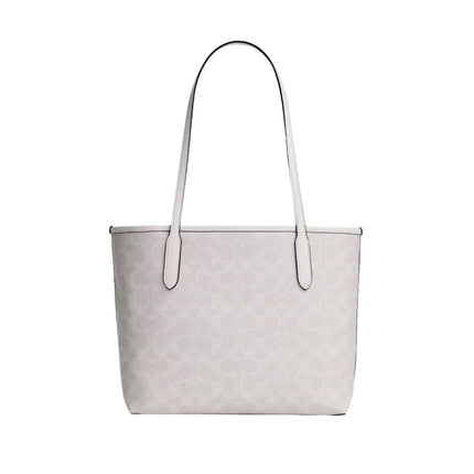 Coach Women's Medium City Tote Bag In Signature Canvas Gold/White/Chalk