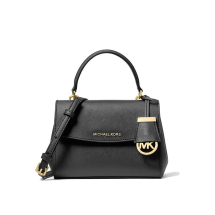 Michael Kors Women's Ava Extra Small Saffiano Leather Crossbody Black/Gold