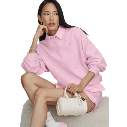 alo Women's Accolade Crew Neck Pullover Pink Marshmallow