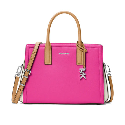 Michael Kors Women's Laila Medium Color-Block Leather Satchel Raspberry Multi