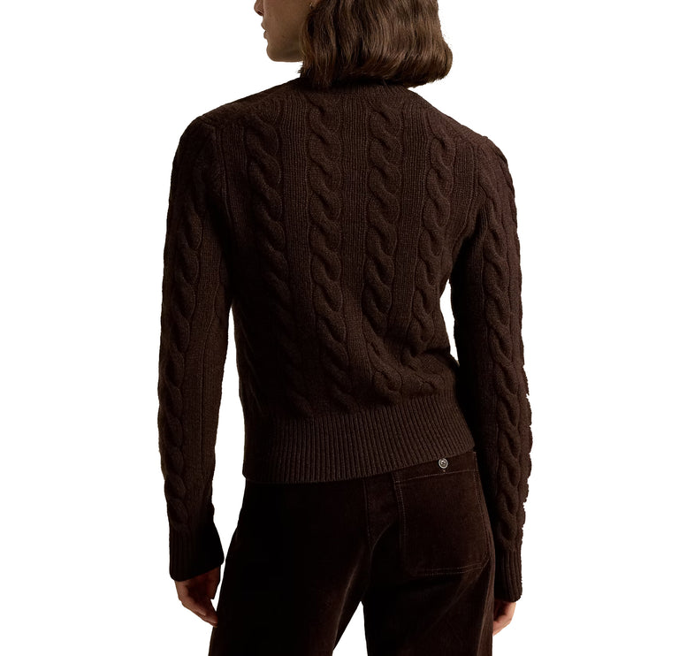 Polo Ralph Lauren Women's Cable-Knit Wool-Cashmere Cardigan Cedar Heather