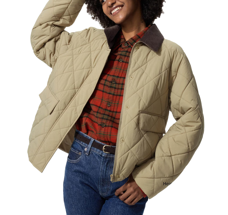 Uniqlo Women's Padded Utility Short Jacket 32 Beige