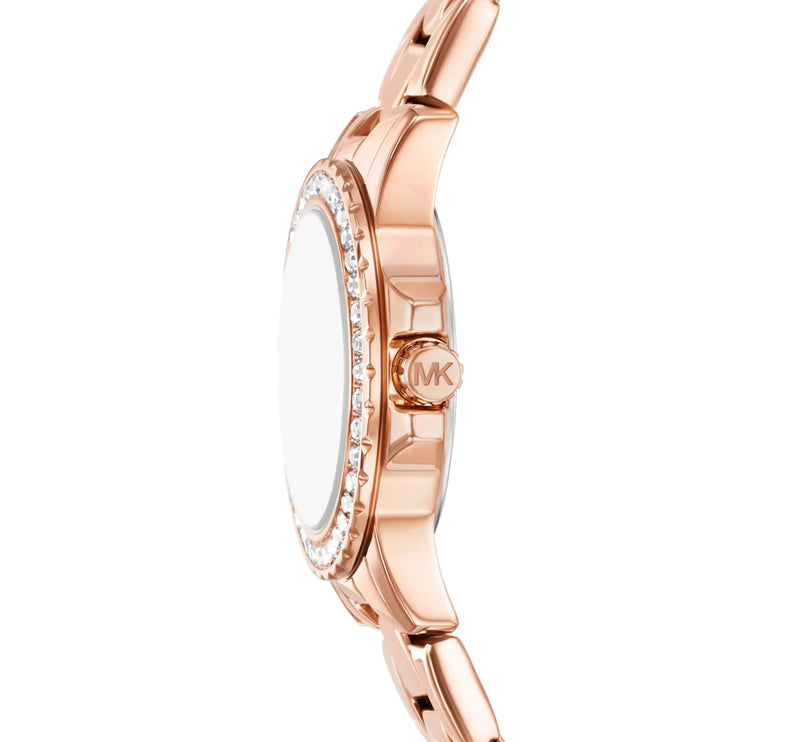 Michael Kors Women's Petite Everest Pavé Rose Gold-Tone Watch and Bracelets Jewelry Gift Set Rose Gold MKO9031SET