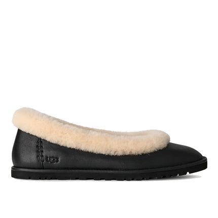 UGG Women's Zora Leather Ballet Flat Black