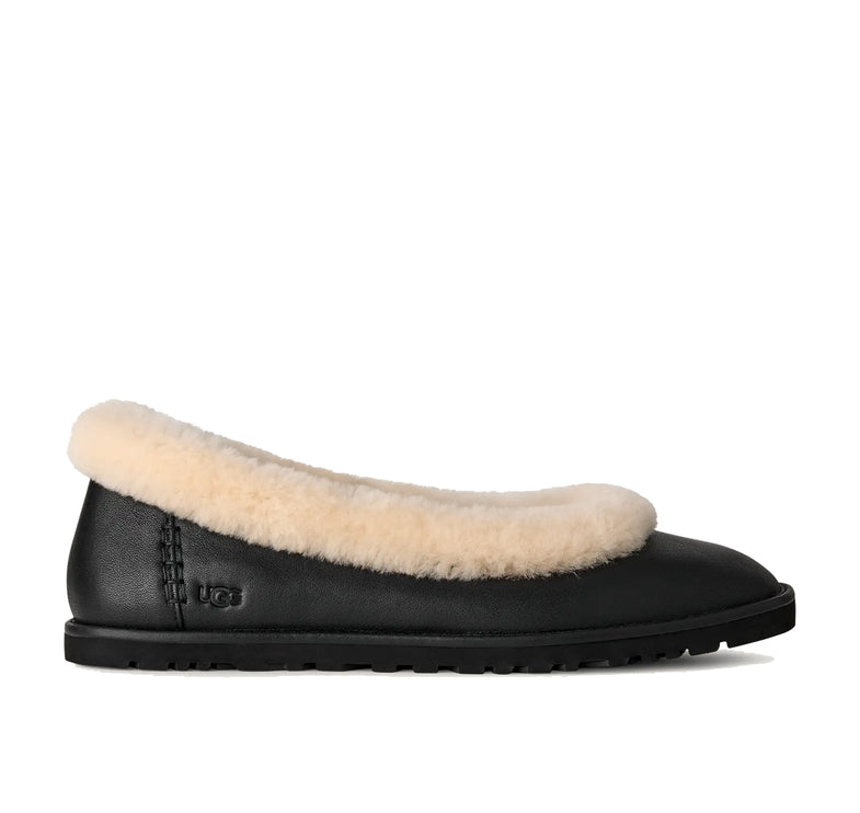 UGG Women's Zora Leather Ballet Flat Black
