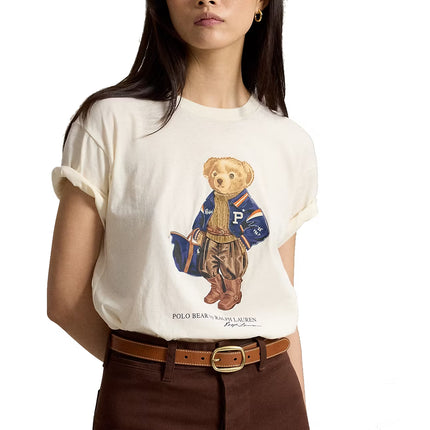 Polo Ralph Lauren Women's Polo Bear Cotton Jersey Tee Warm White