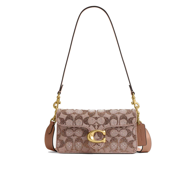 Coach Women's Soft Tabby Shoulder Bag 20 In Crystal Signature Jacquard Brass/Mushroom