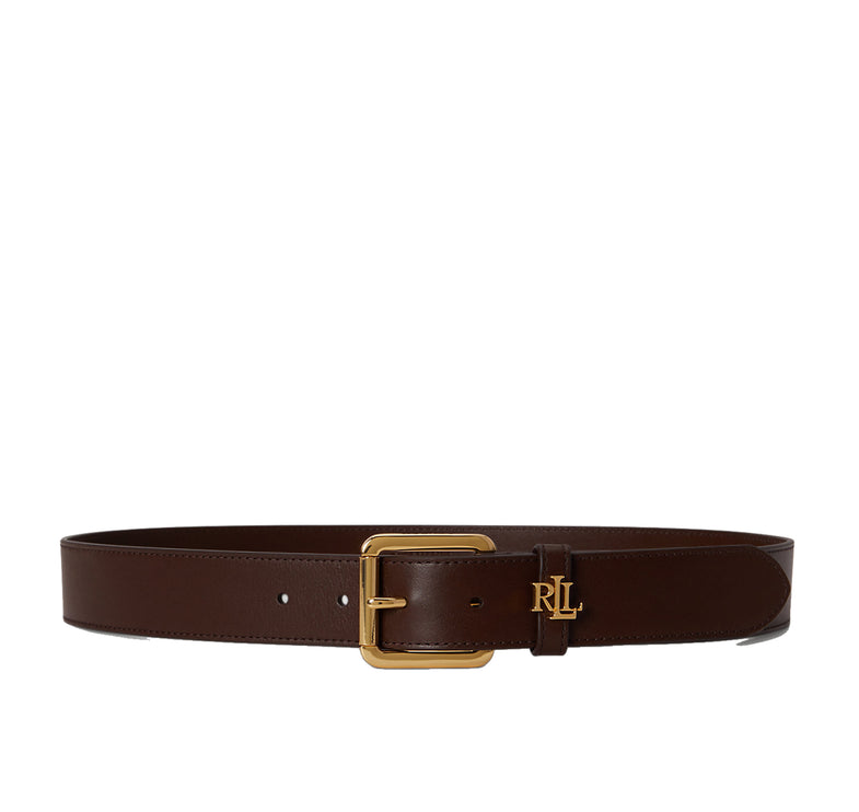 Polo Ralph Lauren Women's Logo Keeper Leather Belt Chestnut Brown