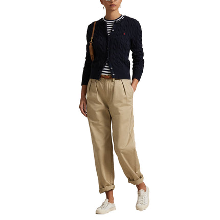 Polo Ralph Lauren Women's Cable-Knit Cotton Crewneck Cardigan Hunter Navy