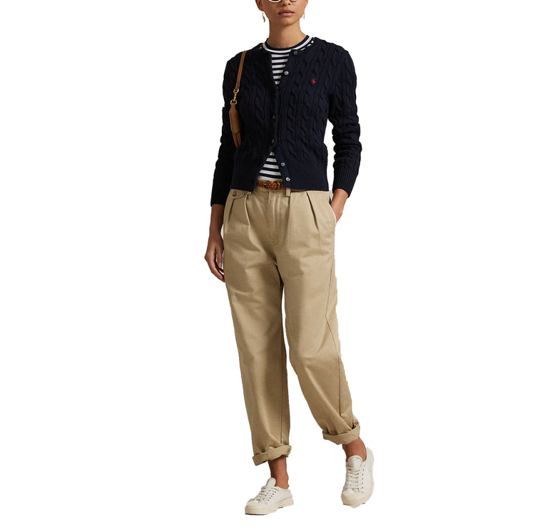 Polo Ralph Lauren Women's Cable-Knit Cotton Crewneck Cardigan Hunter Navy
