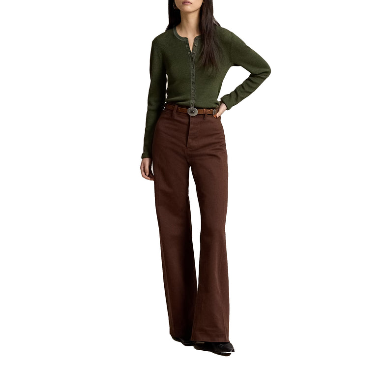 Polo Ralph Lauren Women's Rib-Knit Wool Cardigan Harvest Olive Heather