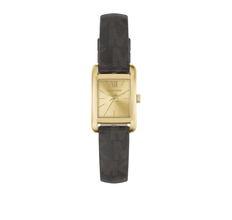 Michael Kors Women's Mini Monroe Gold-Tone and Logo Strap Watch Gold MKO1265