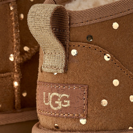 UGG Big Kids' Classic Ultra Mini Shiny Dots Chestnut
