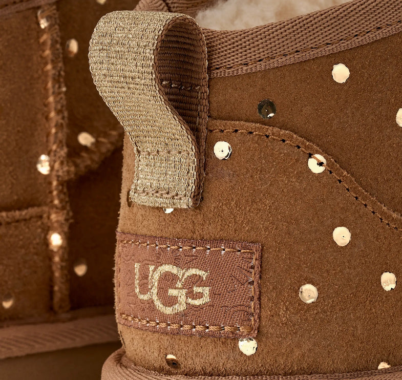 UGG Big Kids' Classic Ultra Mini Shiny Dots Chestnut