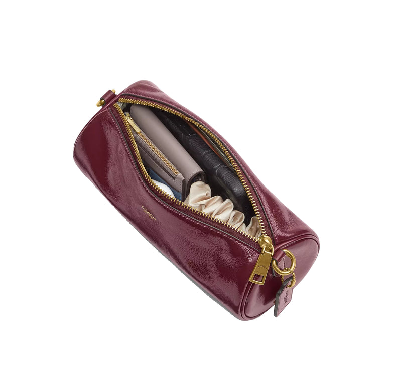 Coach Women's Barrel Bag Brass/Dark Cherry
