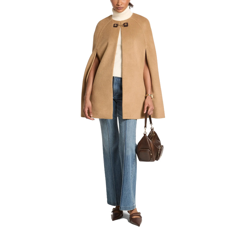 Michael Kors Women's Woven Cape Dark Camel