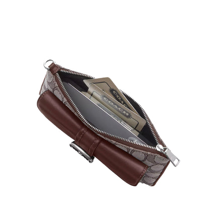 Coach Women's Ashton Wristlet In Signature Jacquard Silver/Oak/Maple