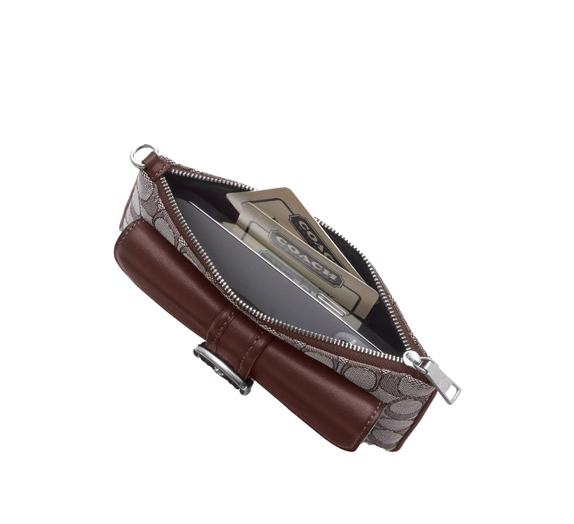 Coach Women's Ashton Wristlet In Signature Jacquard Silver/Oak/Maple