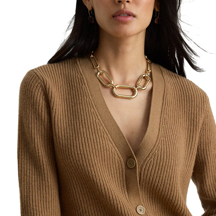 Polo Ralph Lauren Women's Rib-Knit Wool-Cashmere Cardigan Lauren Camel