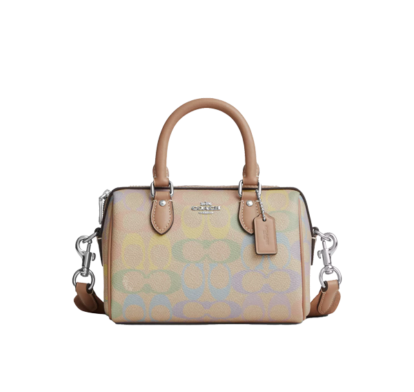 Coach Women's Mini Rowan Crossbody Bag In Rainbow Signature Canvas Silver
