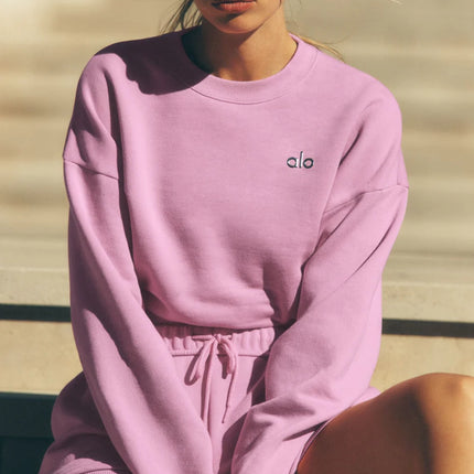 alo Women's Accolade Crew Neck Pullover Candy Heart Pink
