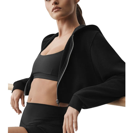 alo Women's Sweet Escape Zip Up Hoodie Black