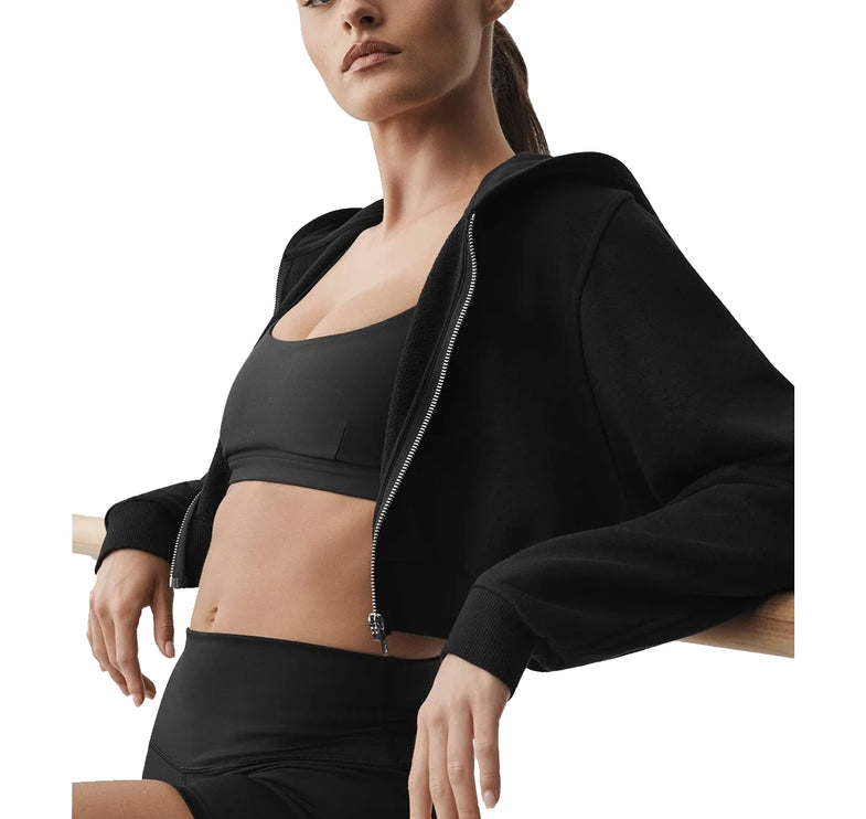 alo Women's Sweet Escape Zip Up Hoodie Black