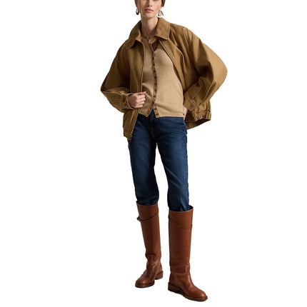 Polo Ralph Lauren Women's Rib-Knit Wool Cardigan Tan Melange