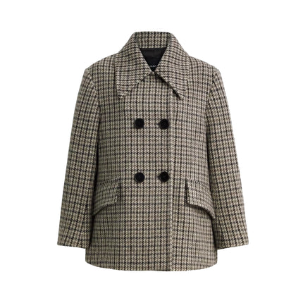 COACH Women's Houndstooth Wool Coat Black/White Multi