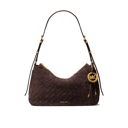 Michael Kors Women's Nolita Medium Hand-Woven Suede Shoulder Bag Chocolate