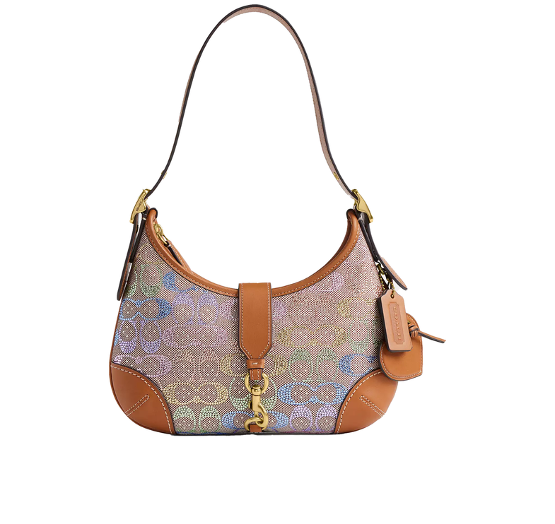 Coach Women's Hamptons Hobo Bag In Crystal Signature Jacquard Brass/Rainbow Multi