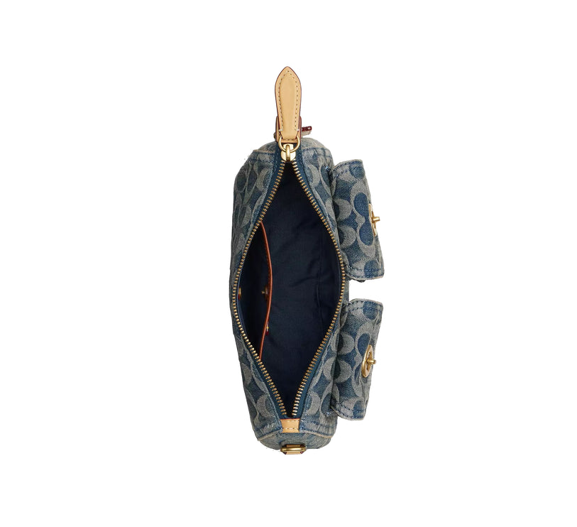 Coach Women's Twin Turnlock Waverly Bag In Signature Regenerative Cotton Denim Brass/Denim