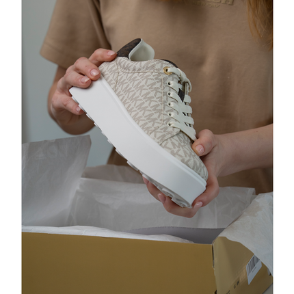 Michael Kors Women's Romey Two Tone Logo Platform Sneaker Vanilla