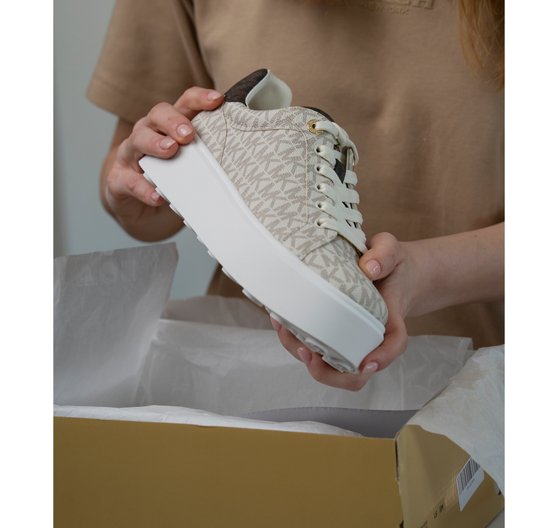 Michael Kors Women's Romey Two Tone Logo Platform Sneaker Vanilla