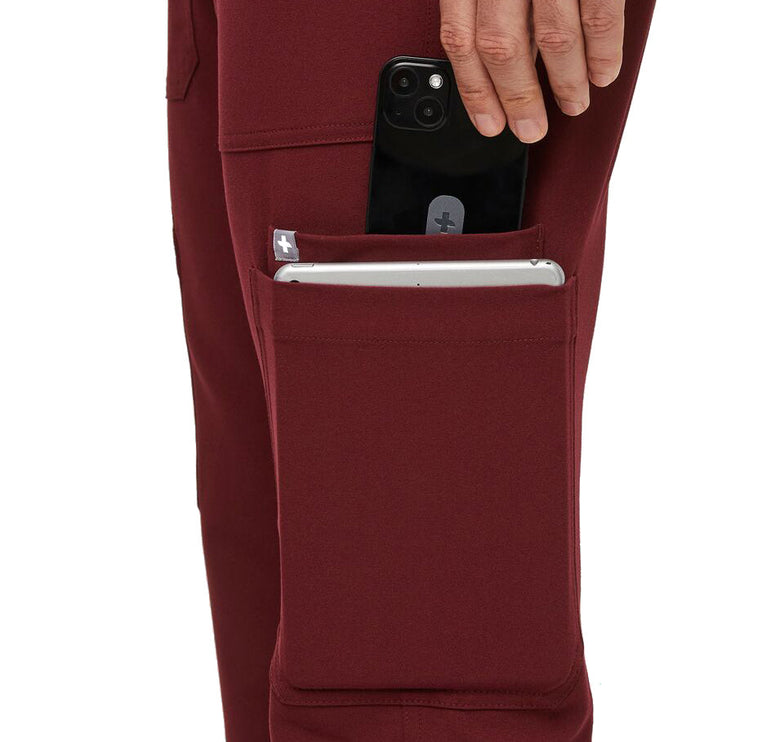 FIGS Men's Cairo Cargo Scrub Pants Burgundy