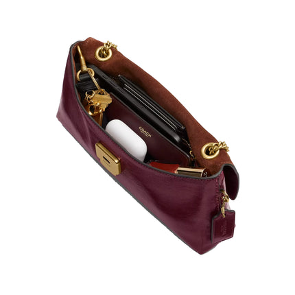 Coach Women's Chelsea Shoulder Bag 26 With Chain Brass/Dark Cherry