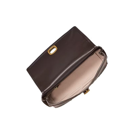 Michael Kors Women's Bryant Small Leather Convertible Shoulder Bag Chocolaate/Gold