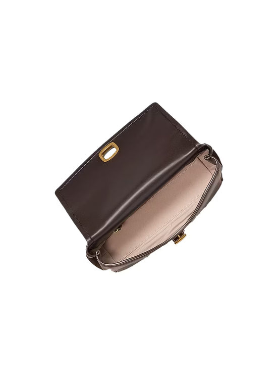 Michael Kors Women's Bryant Small Leather Convertible Shoulder Bag Chocolaate/Gold