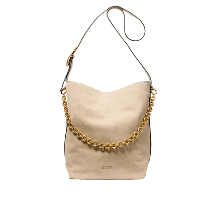 Michael Kors Women's Nolita Large Suede Bucket Tote Bag Khaki/Gold