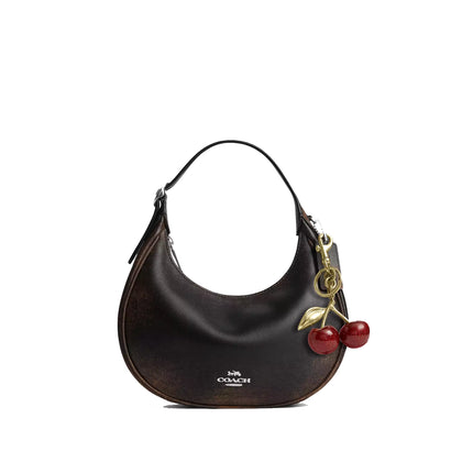 Coach Women's Emily Shoulder Bag In Loved Leather Silver/Black Brown