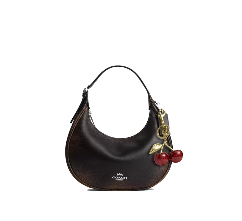 Coach Women's Emily Shoulder Bag In Loved Leather Silver/Black Brown