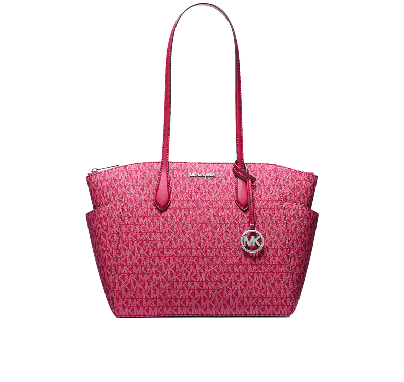 Michael Kors Women's Marilyn Medium Signature Logo Tote Bag Dark Raspberry